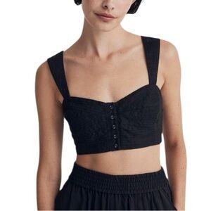 NEW Madewell Linen Sweetheart Bralette 6 Smocked Neutral Minimalist Festival